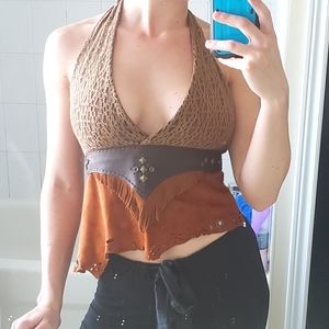 Handmade Suede Halter top